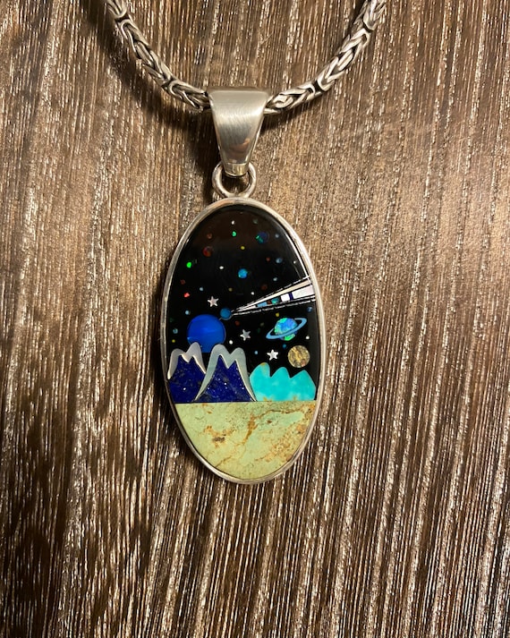 Rare Inlaid Gemstone Dog Pendant by David Freeland Rare Inlaid Gemstone Dog Pendant by David Freeland