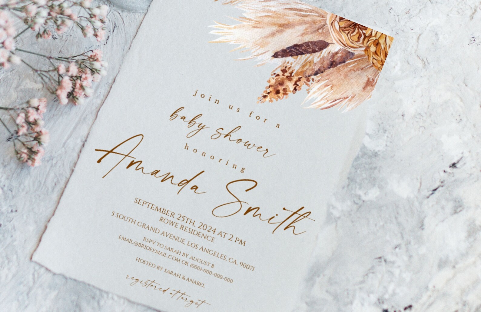 Boho Baby Shower Invitation Template Baby Shower Printable Etsy