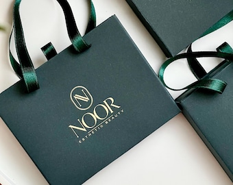 50pcs Dark Green Holiday Gift Card Packaging with Gold Logo | Premium Gift Card Packaging for Beauty Salon | Jewelry Gift Certificate Box