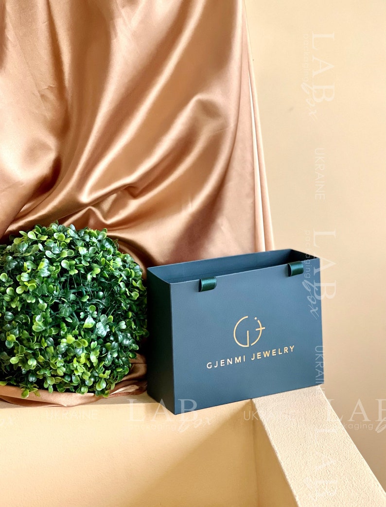 Custom Packaging Bags With Logo Dark Green Shopping Bag With Etsy