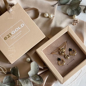 Aangepaste kleine sieraden doos, zand sieraden verpakking doos met aangepast logo teken, sieraden set box met handgrepen, aanpasbare sieraden doos 50pcs