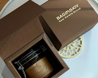 30pcs Brown Candle Perfume Box | Rigid Chocolate Box with Custom Logo – Cosmetic Packaging  for Housewarming, Weddings, Corporate Gifting