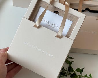 Cream custom slide box bag for gift certificate| nude beige packaging box for gift card with  logo | sand gift box for bank card 50pcs