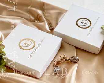 White personalized jewelery box with custom logo, wedding keepsake box, small jewelry box , custom jewelry packaging, bracelet box 50pcs