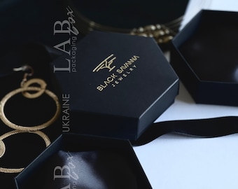 Customized hexegon small jewelry box, gift box set with custom logo sign , custom gift box , personalized jewelry packaging 100pcs