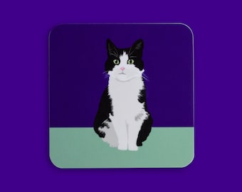 Black and White Cat Collection Coaster, Sold individually
