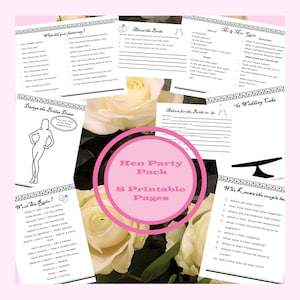 Hen Party, Bridal Shower, Games and Activities Printable Pack