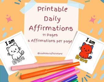 Kids Daily Affirmations Colouring Pages - Printable Mindfulness Colouring Activities - Instant Digital Download