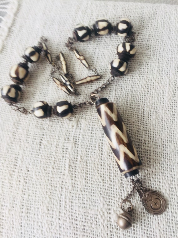 African batik beaded necklace