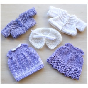 Gestrickte Puppenkleidung Set, 11-30 cm Strick Outfit für Stofftier, Puppenkleidung, Kleid und Pullover für Stofftier