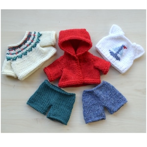 Knitted Boy Doll Sweater Shorts Clothes Set, 12 Inch Toy Knit Outfit, Clothing for Stuffed Soft Toy