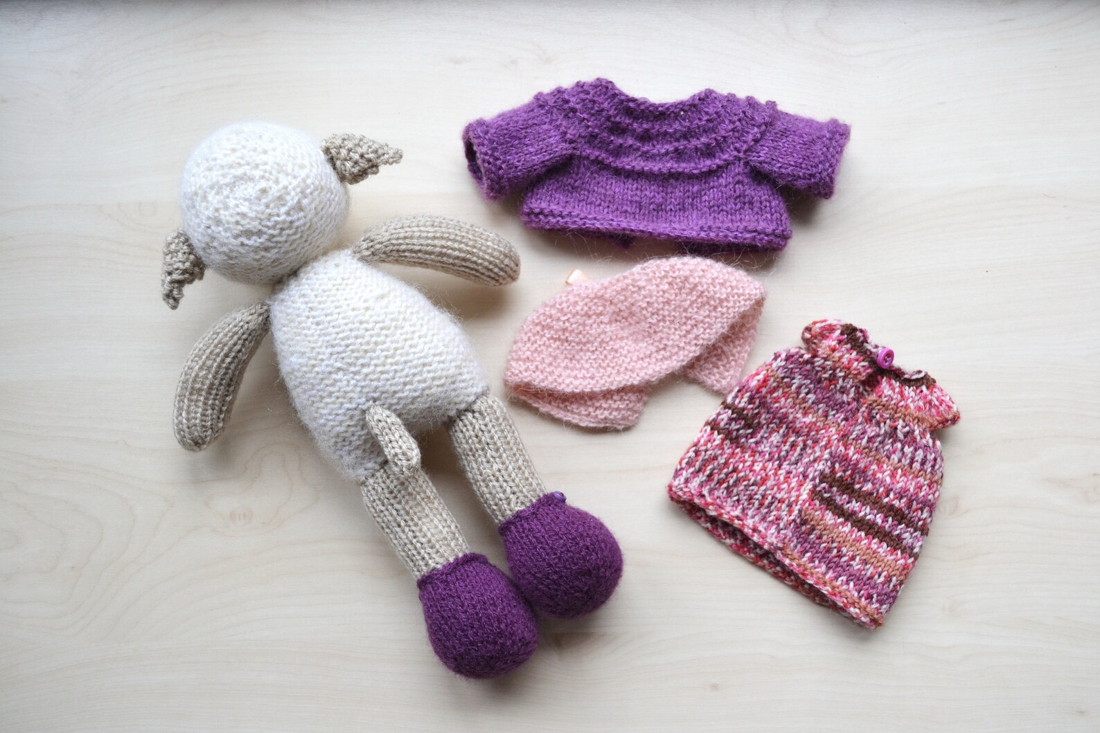 Knitted Lamb Girl Doll Hand Knit Sheep Cute Soft Toy With Outfit Gift for Girls Aries Stuffed ...