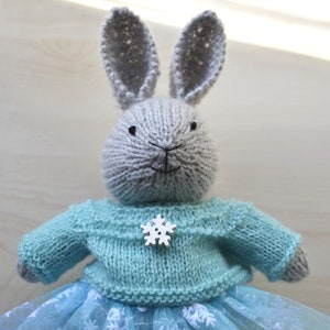 Hand Knit Bunny Cute Knitted Bunny Girl Toy Doll for Girls Cute Rabbit ...