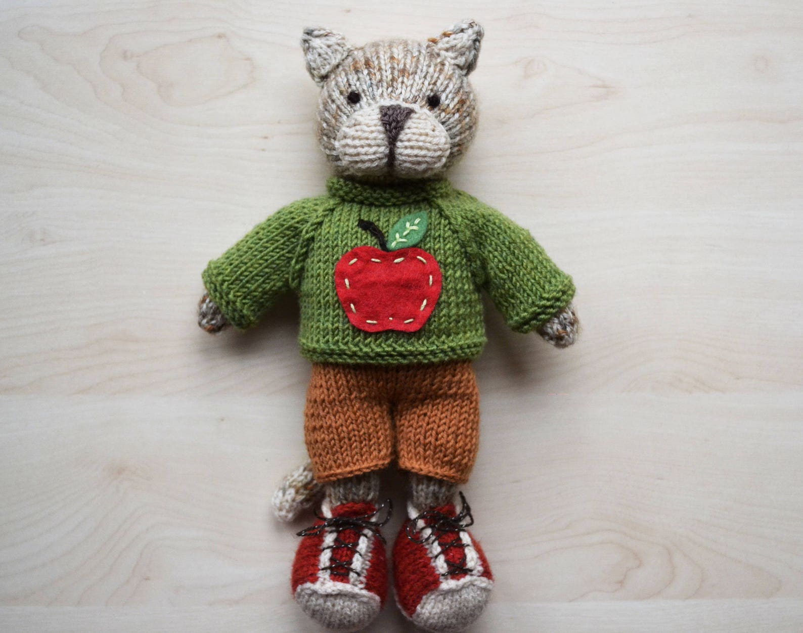 Hand Knit Cat Boy Toy Knitted Cat Soft Toy Cute Stuffed Etsy Australia