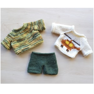 Knitted Boy Doll Sweater and Shorts Clothes Set, 10-12 Inch Boy Doll Outfit, Suit for Stuffed Animal, Knit Clothing for Soft Toy