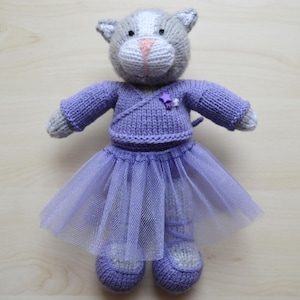 Knitted Cat Girl Toy Hand Knit Cat Ballerina Cute Cat Doll Knitted Soft Toy Stuffed Animal Gift for Leo Present