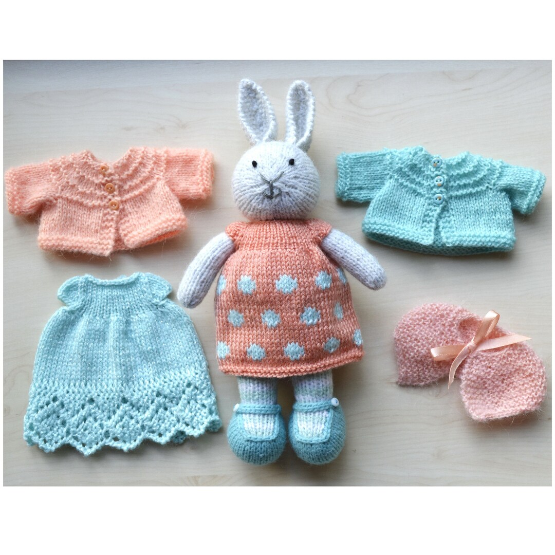 Knitted Bunny With Outfit Hand Knit Bunny Girl Set Soft Toy Rabbit Doll ...
