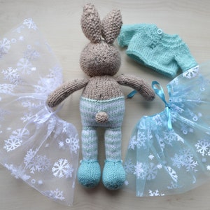 Hand Knit Bunny Cute Knitted Bunny Girl Toy Doll for Girls Cute Rabbit ...
