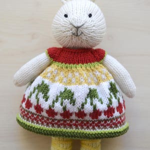 Hand Knit Bunny Girl Soft Toy Knitted Bunny Little Cotton Rabbit Dress ...