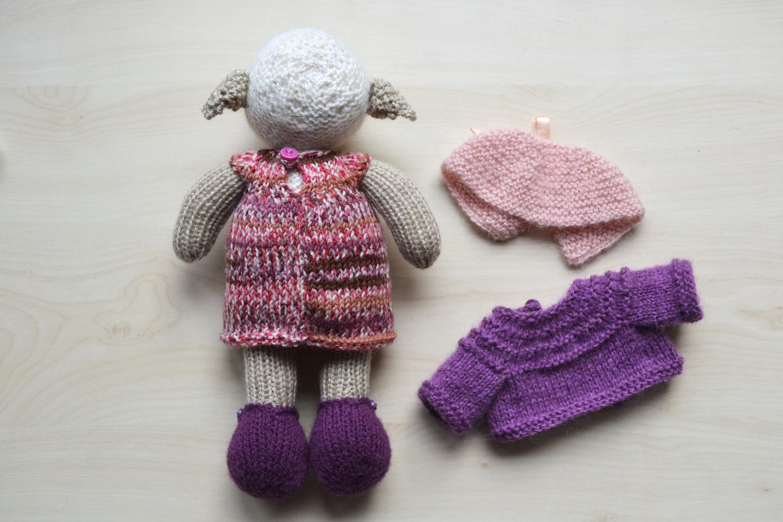 Knitted Lamb Girl Doll Hand Knit Sheep Cute Soft Toy With Outfit Gift for Girls Aries Stuffed ...