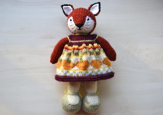 Knit Fox Girl in Autumn Pumpkin Dress Halloween Gift for Girls - Etsy