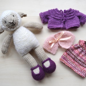 Knitted Lamb Girl Doll Hand Knit Sheep Cute Soft Toy With Outfit Gift ...