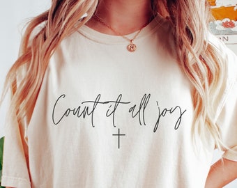Zählen Sie es alle Freude Shirt christliches T-Shirt Komfort Farben Bibel Vers Shirt James 1 Freude Schrift T-Shirt Glaube basiert Geschenk für Frauen und Männer