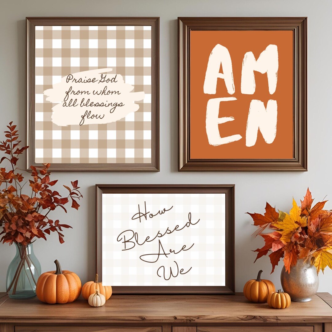 Fall Christian Wall Art Digital Download Set of 4 Scripture Print Amen ...