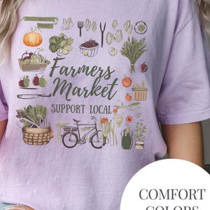 Camiseta de mercado de agricultores, camiseta de apoio local, camiseta com cores confortáveis, roupa de mercado de produtos frescos da fazenda, camiseta de horta, presente para jardineiros