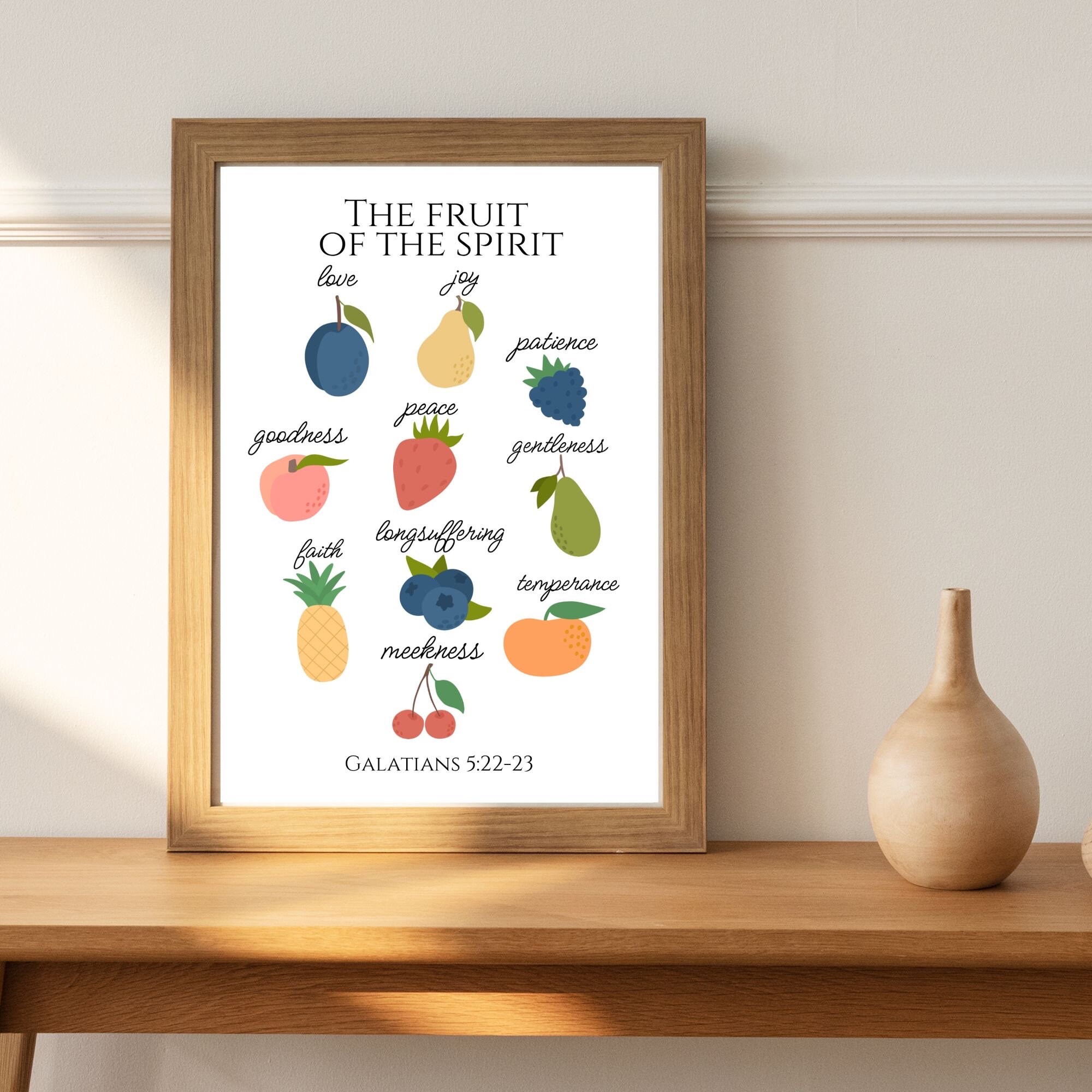Christian Wall Art Fruit of the Spirit Print Colorful Fruit Printable ...