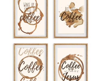 Coffee Bar Gallery Wall Art Kitchen Home Decor Printable Coffee Lover Birthday Gift For Her digital download Coffee Shop Business Wall Art
