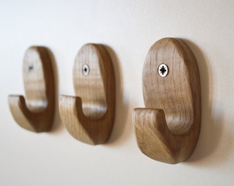 Strong Oak Wall Hook, Towel Hook, Wooden Hooks for Wall, Bathroom accessory, Hardwood Hooks, Coat Rack, Wood Hanger, Hallway Hooks