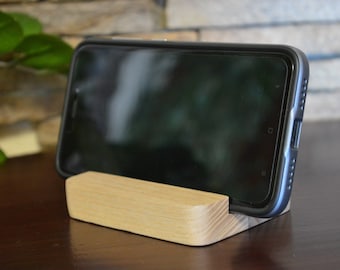 Wooden Phone Stand, Phone Holder, Smartphone Stand, Smartphone Dock Station, Desk Organization, Desk Wood Accessories, Handmade Office Gift
