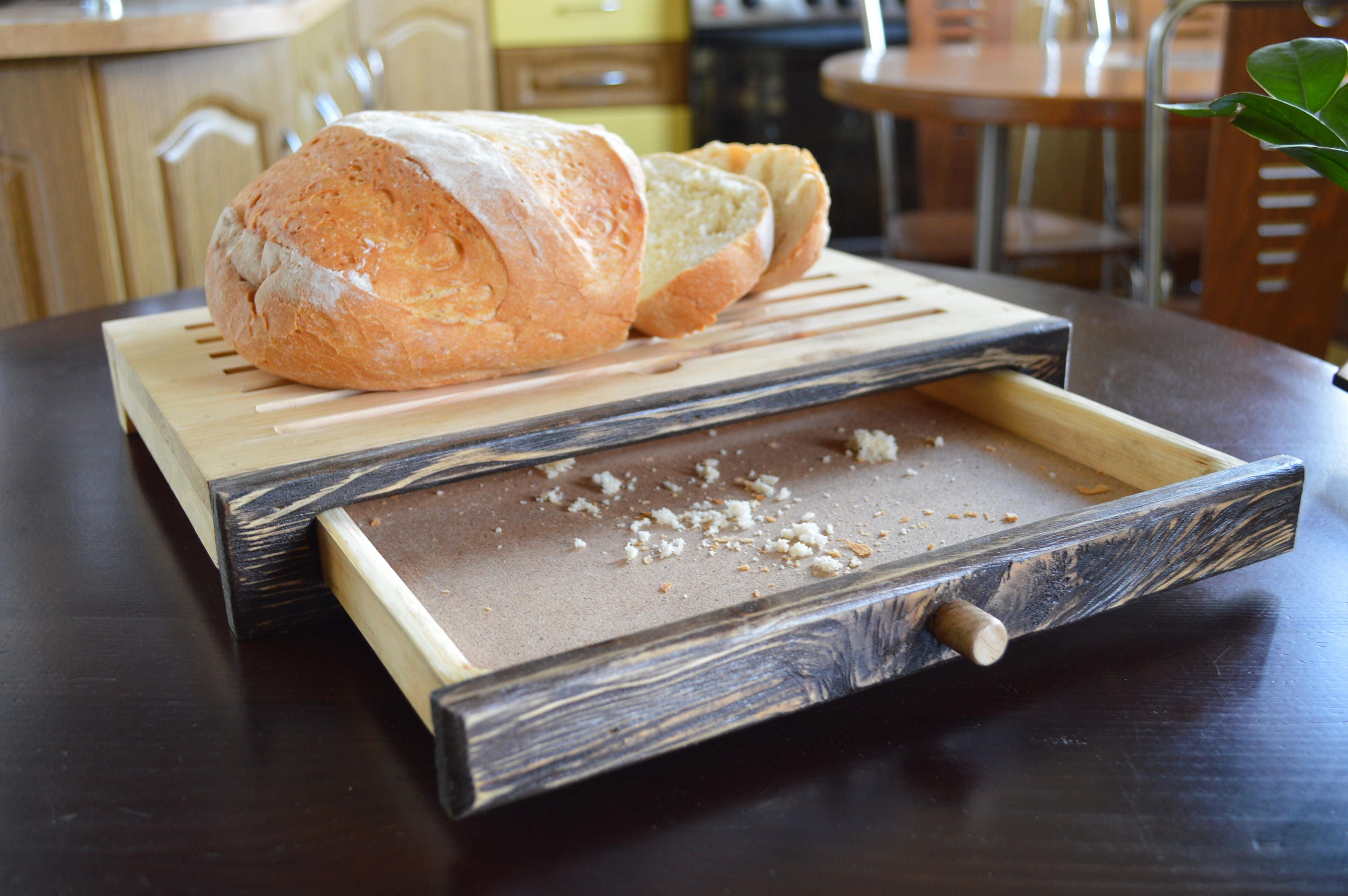 Beautiful Wooden Bread Box Free Shipping Wooden Knife Etsy