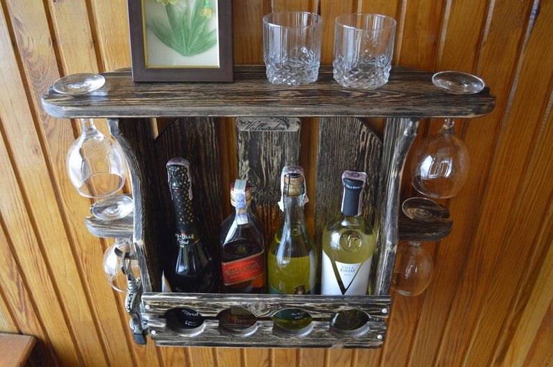 Beautiful Wooden Wine Rack Home Bar Furniture Wine Storage Etsy