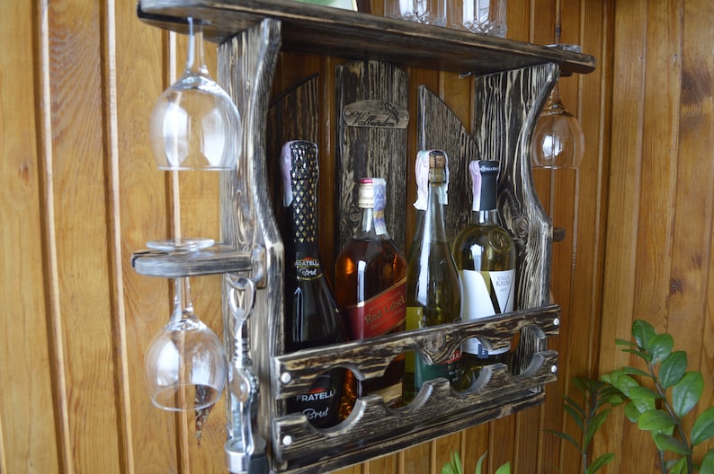 Beautiful Wooden Wine Rack Home Bar Furniture Wine Storage Etsy