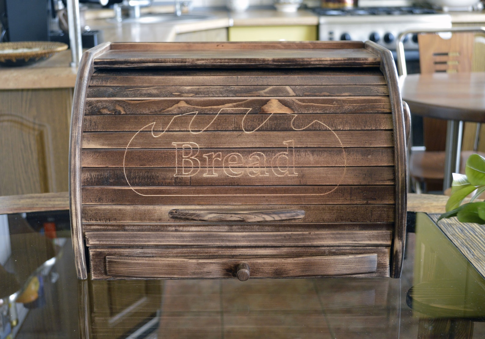 Functional Wooden Bread Box With a Cutting Board and Knife Etsy
