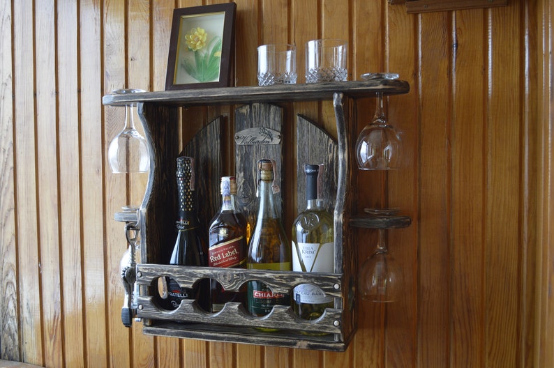 Beautiful Wooden Wine Rack Home Bar Furniture Wine Storage Etsy