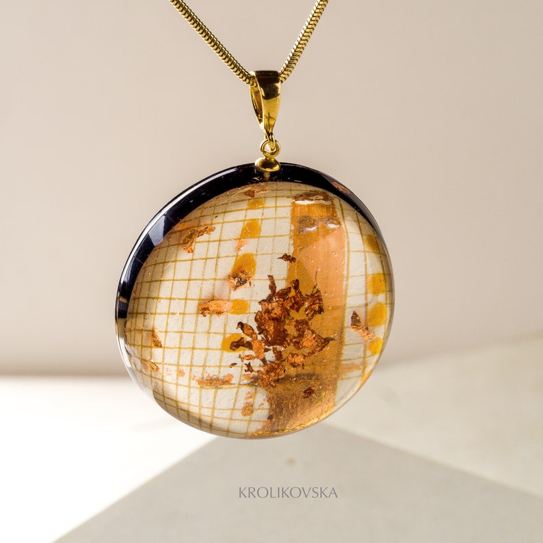 Sun Drawing Necklace Ink Art Image Painting Necklace 925 Sterling Silver hand-painted necklace