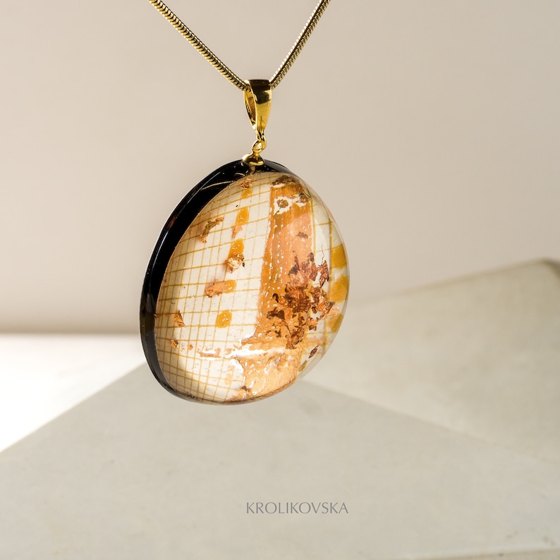 Sun Drawing Necklace Ink Art Image Painting Necklace 925 Sterling Silver hand-painted necklace