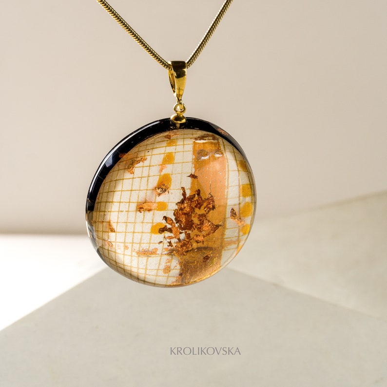 Sun Drawing Necklace Ink Art Image Painting Necklace 925 Sterling Silver hand-painted necklace