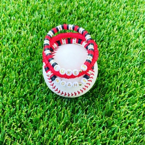 Personalized Team Colors Bracelet Set, Custom Name Number Stacking Bracelets