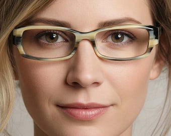 Horn Pattern IYOKO INYAKE model IY 260 Sleek Acetate Eyeglass Frames, Wide, Early 2000's