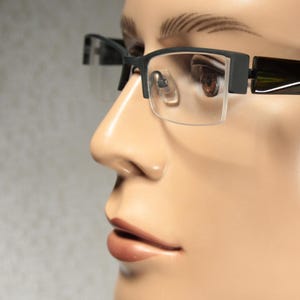 Semi Rimless IYOKO INYAKE IY 283 Matte Black & Glossy Green-Brown Glasses Frames, Made in Japan, Unworn Early 2000's, Size Medium-Small