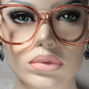 Unworn True 80&#39;s ELITE model &#39;FAIRWAY PINK&#39; Clear Pink Plastic Very Oversized Eye Glasses Eyeglass Frames
