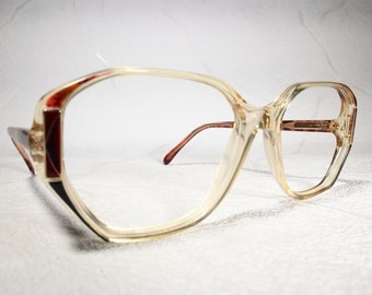 Unworn True Early 1980's QUEEN Italian Oversize Octagonal Angular Acetate Glasses Eyeglass Frames Eyewear for Women with Lots Detail