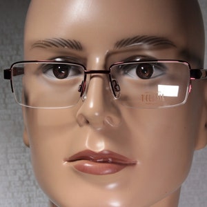 Medium-Large ALVIERO MARTINI mod. MM0144 Burgundy Red Leather Detailed Semi Rimless Rectangular Eye Glasses Optical Frames Eyeglasses