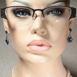 Unworn IYOKO INYAKE model IY580 Dark Gray Japanese Early 2000&#39;s Half Rimless Glasses Frames for Women, Size Medium Large