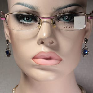French VENTILO Semi Rimless Eyeglass Frames, Bronze and Pink, Small Lens Glasses for Women, Unworn Early 2000's