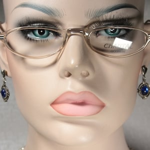 Clear and Honey CHANTAL 20060 Unworn 1990's Sleek Very Small Lens Eye Glasses Eyeglass Frames for Women